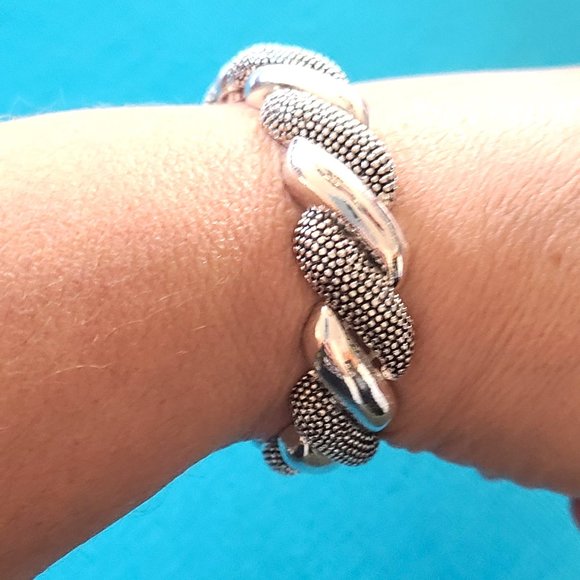 Cute Elastic Stretch Bracelet Vintage/Black & Silver/ Band Bracelet/Elegant - Picture 2 of 13